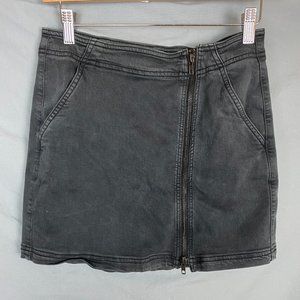 Black denim zip up skirt